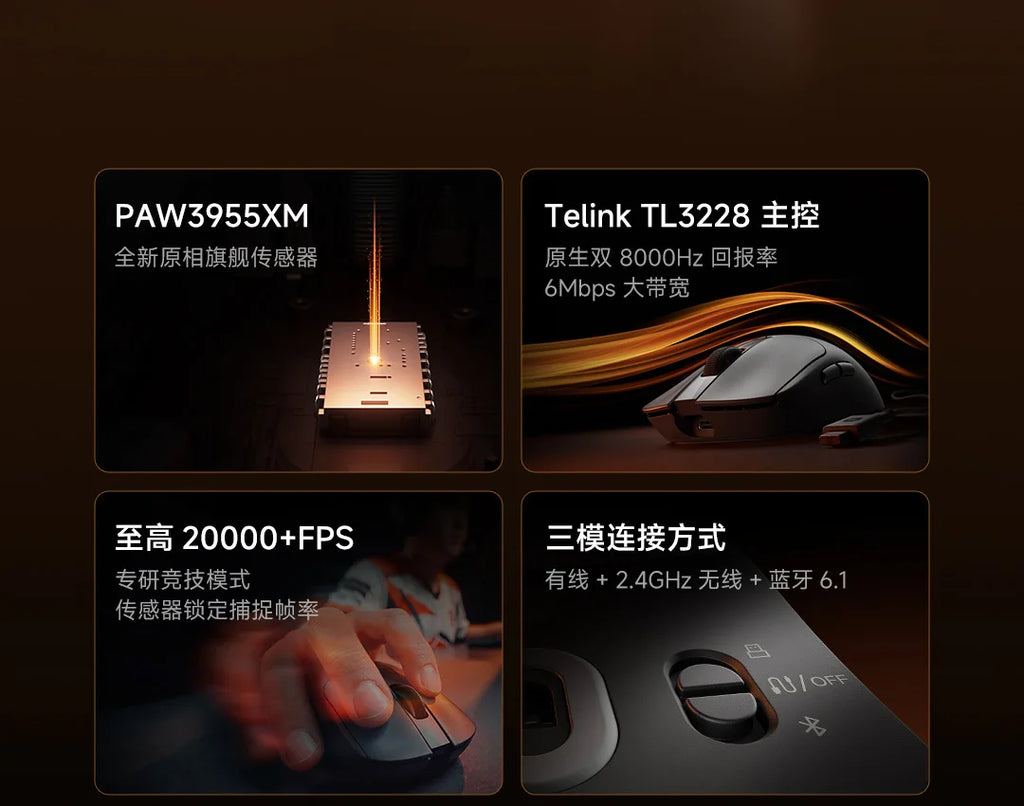 Xiaomi Gaming Mouse 2 Wireless Bluetooth 3-Mode Mouse  Major Game Mouse Laptop Notebook Office Game Portable 5-Speed Dpi Gift