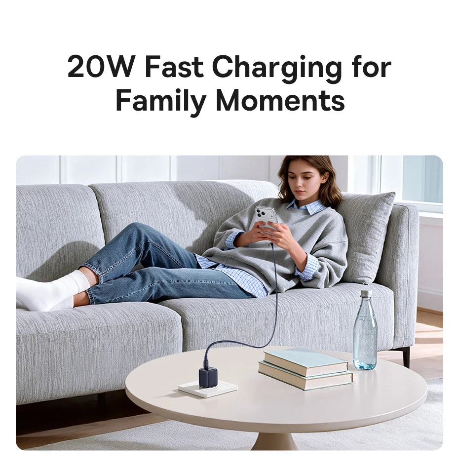 Baseus USB Type C Charger 20W Portable USB C Charger Support Type C PD Fast Charging For iPhone 15 14 13 12 Pro Max 11 X 8 Plus