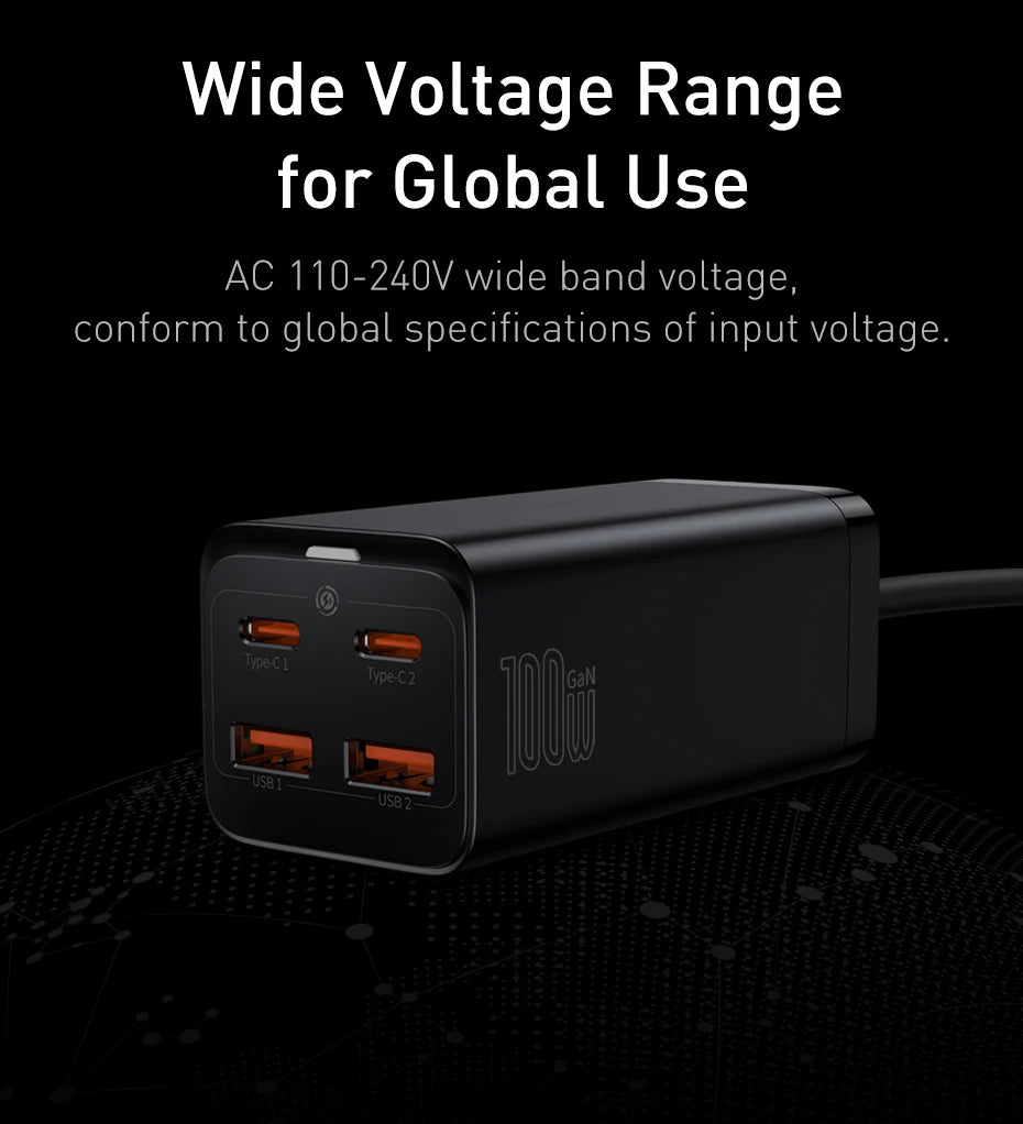 Baseus GaN3 100/ 65W Desktop Charger Quick Charge QC 3.04.0 USB C Type C Phone Charger For iPhone15 Huawei Xiaomi MacBook Laptop