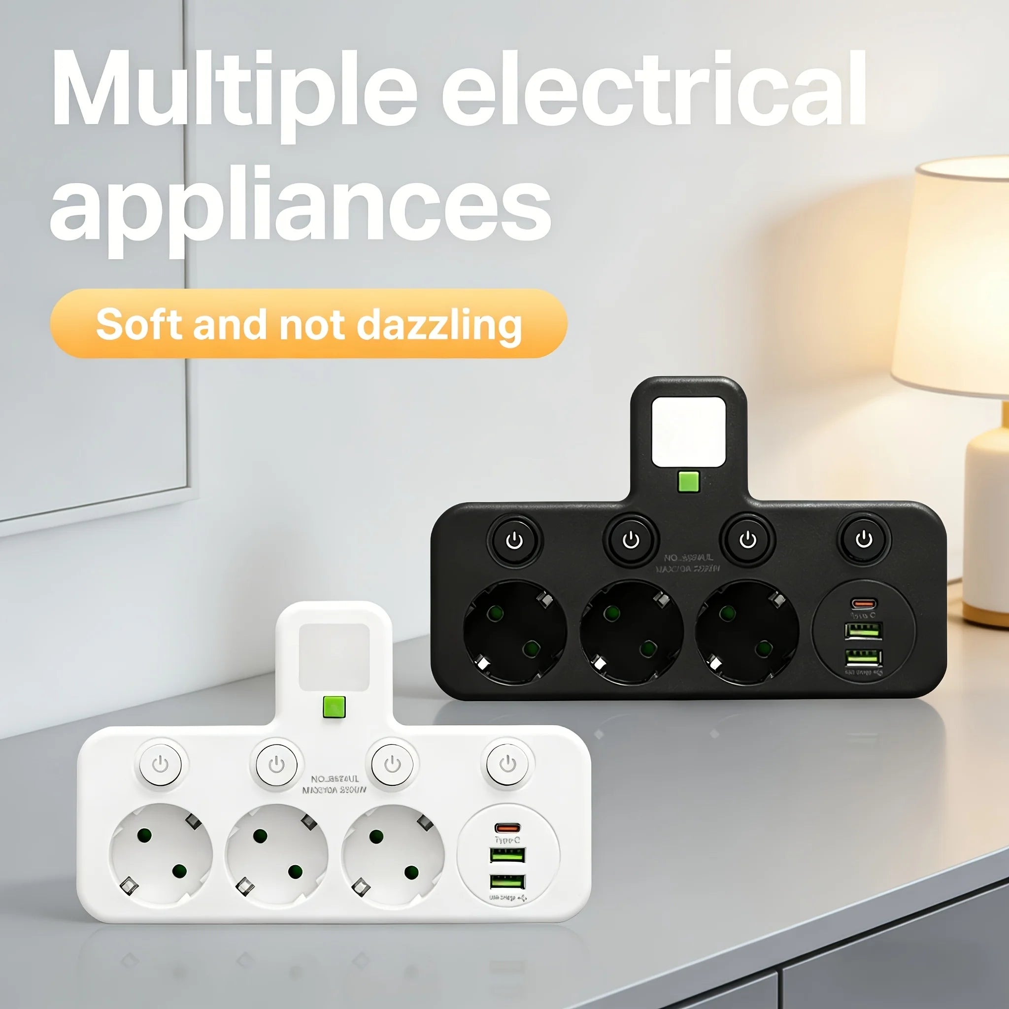 Wall charger with or without USB Type-C port, available in two specifications: EU plug and power board socket, suitable for home
