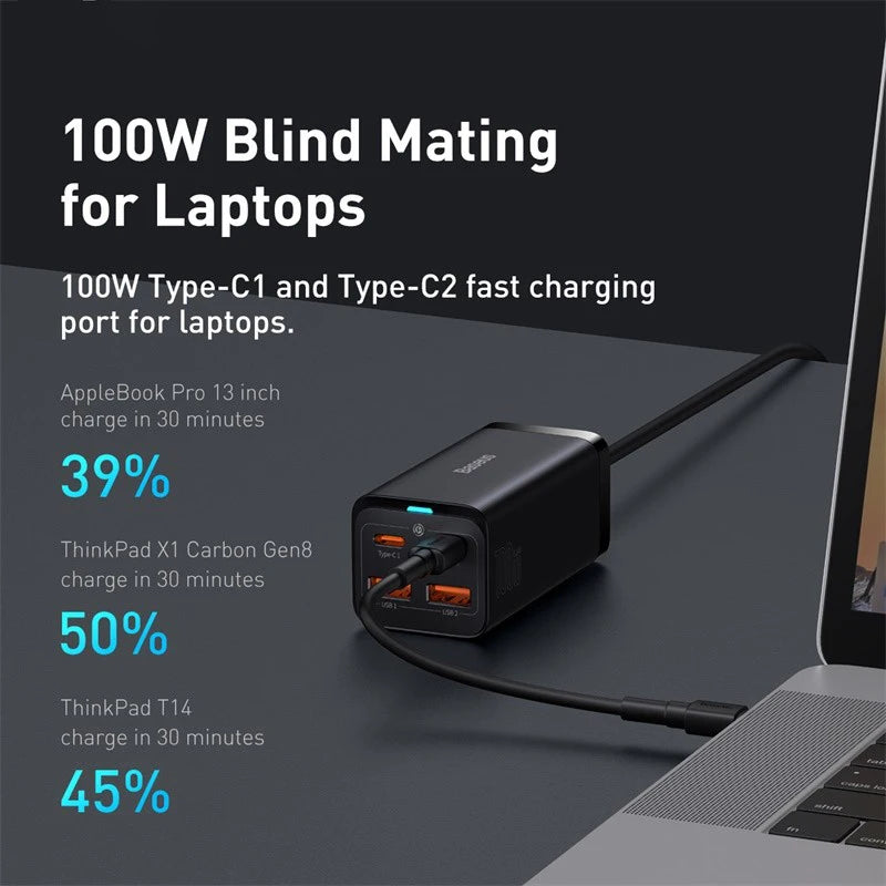 Baseus GaN3 100/ 65W Desktop Charger Quick Charge QC 3.04.0 USB C Type C Phone Charger For iPhone15 Huawei Xiaomi MacBook Laptop