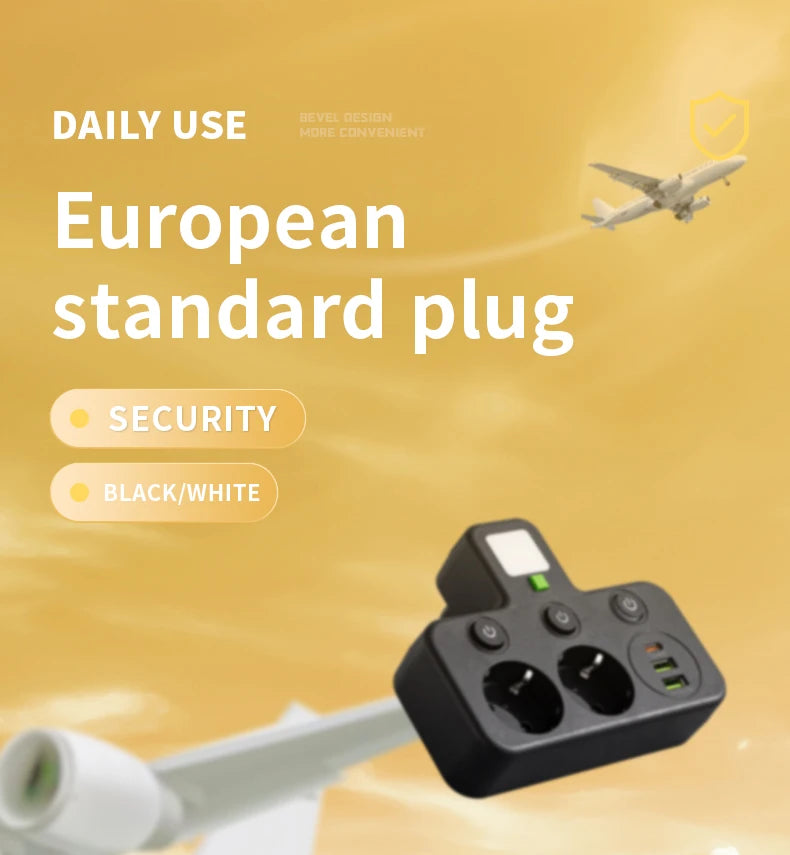 Wall charger with or without USB Type-C port, available in two specifications: EU plug and power board socket, suitable for home