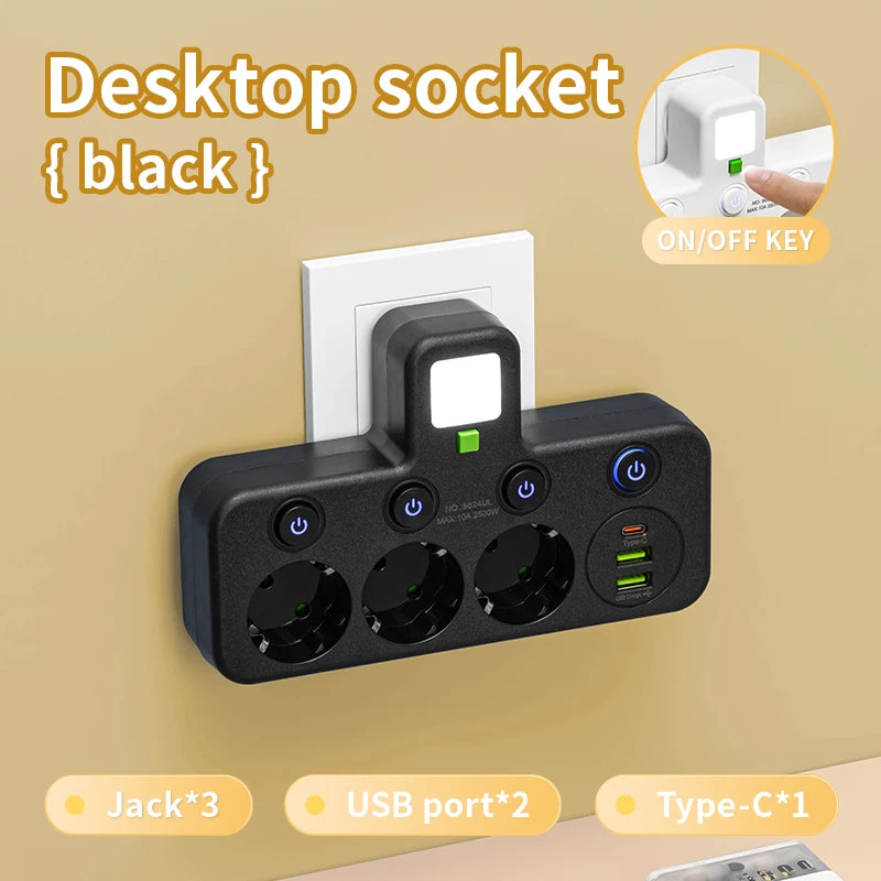 Wall charger with or without USB Type-C port, available in two specifications: EU plug and power board socket, suitable for home