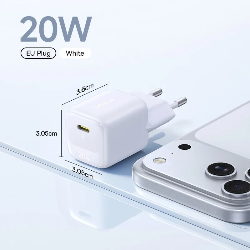 Baseus USB Type C Charger 20W Portable USB C Charger Support Type C PD Fast Charging For iPhone 15 14 13 12 Pro Max 11 X 8 Plus