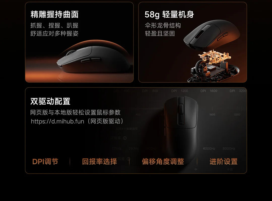 Xiaomi Gaming Mouse 2 Wireless Bluetooth 3-Mode Mouse  Major Game Mouse Laptop Notebook Office Game Portable 5-Speed Dpi Gift