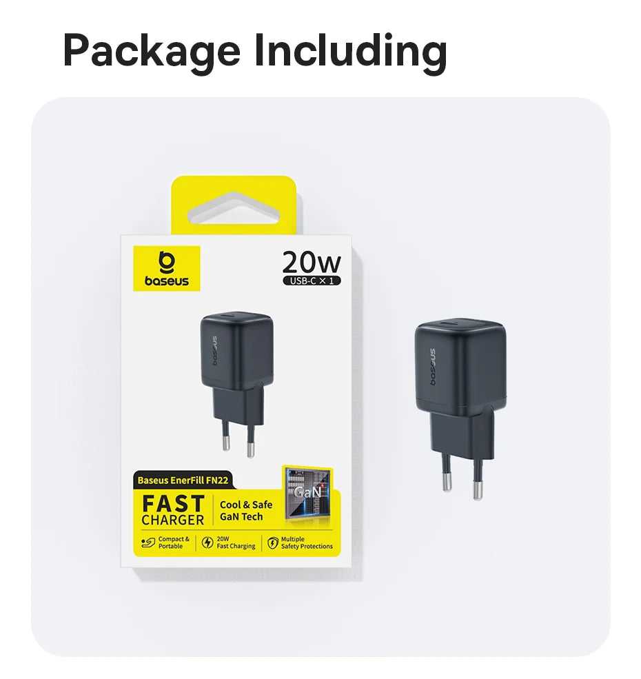 Baseus USB Type C Charger 20W Portable USB C Charger Support Type C PD Fast Charging For iPhone 15 14 13 12 Pro Max 11 X 8 Plus